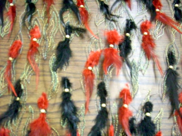 3.Red-Black Feather Fabric